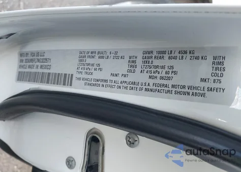 2022 Ram 2500 Laramie 4X4 6'4 Box z USA, uszkodzony, nr VIN 3C6UR5FL7NG322571